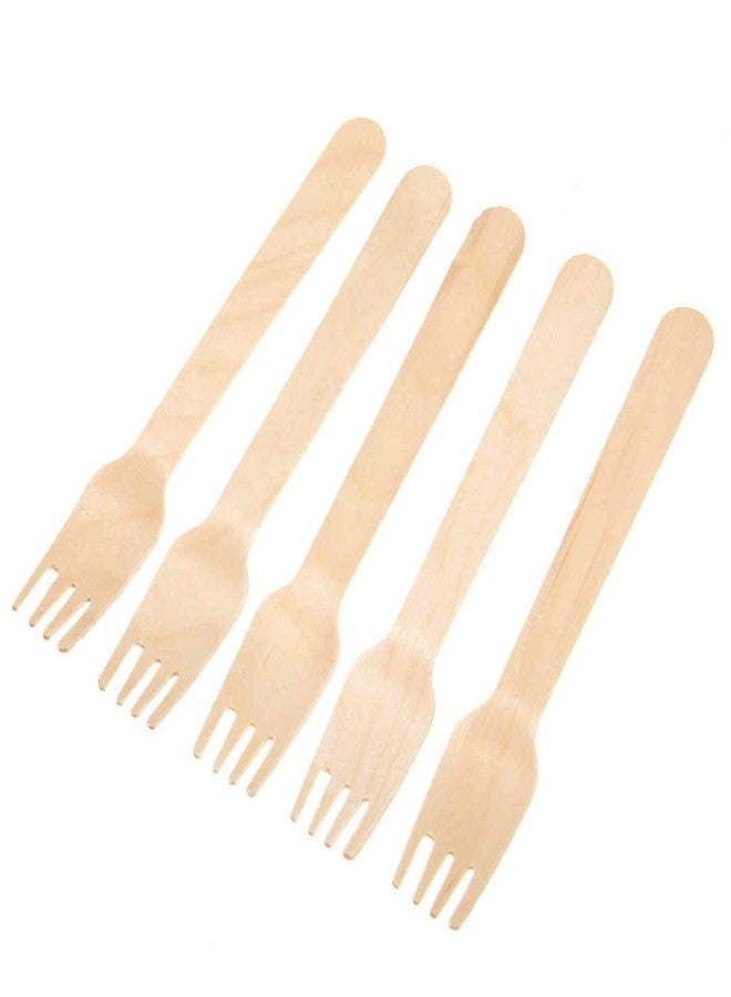 Jamboree!!! Jamboree Disposable Wooden Forks Natural Wood Biodegradable Utensils Cutlery Eco-Friendly, Forks forWedding, Birthdays, Travel & All Multi Purpose Disposable Wooden Forks Disposable (100 Pack) - Image 1