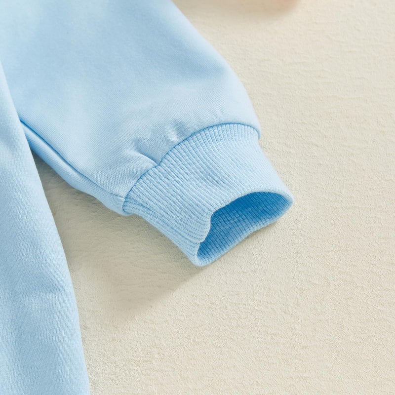 Socutebabe My First Easter Baby Girl Boy Outfit Baby Bunny Romper Long Ear Rabbit Hoodie Romper Jumpsuit Cute Spring Clothes (Sky Blue, 12-18 Months) - Image 5