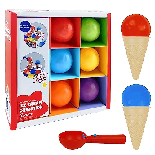 RAINBOW TOYFROG Ice Cream Toy 9 Pcs Pretend Play Toys for Toddlers Multi Color Ice Cream Play Set Ice Cream Maker for Kids Dramatic ice Cream Shop for Kids Perfect Scoop and Ice Cream Balls for Preschool - Image 1