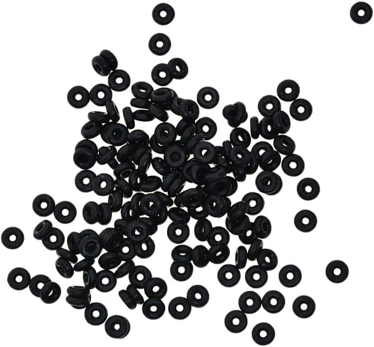 klarako 100 Pcs Silicone Rubber Stoppers Ring Bead Charms Bracelets Compatible for Use Alone Or With Clip Lock Spacer Charm - Black - Image 1