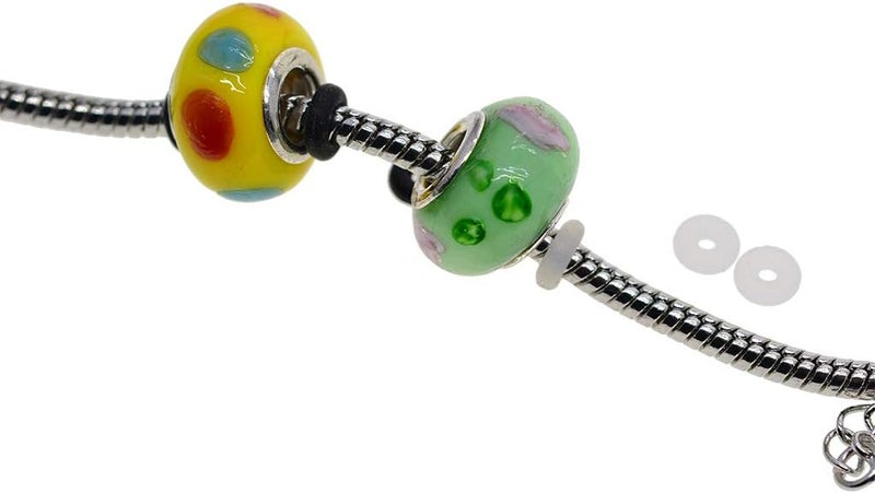 klarako 100 Pcs Silicone Rubber Stoppers Ring Bead Charms Bracelets Compatible for Use Alone Or With Clip Lock Spacer Charm - Black - Image 2