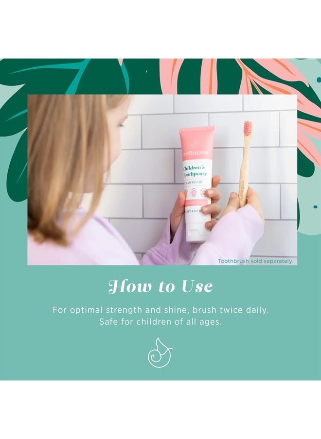Wellnesse Children's Toothpaste - Fluoride Free Natural Flavored Toothpaste for Kids and Toddlers - Strawberry - 3 Tubes, 4 oz - Made with Hydroxyapatite, Calcium Carbonate, and Aloe Vera - Image 4