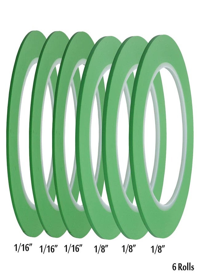 JINBING High-Temp Vinyl Fine Line Fineline Masking Tape Automotive Paint for Curves Green (1/16in x 3 + 1/8in x 3) - Image 4