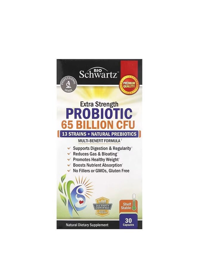 BioSchwartz - Extra Strength, Probiotic, 65 Billion CFU, 30 Capsules - Image 1