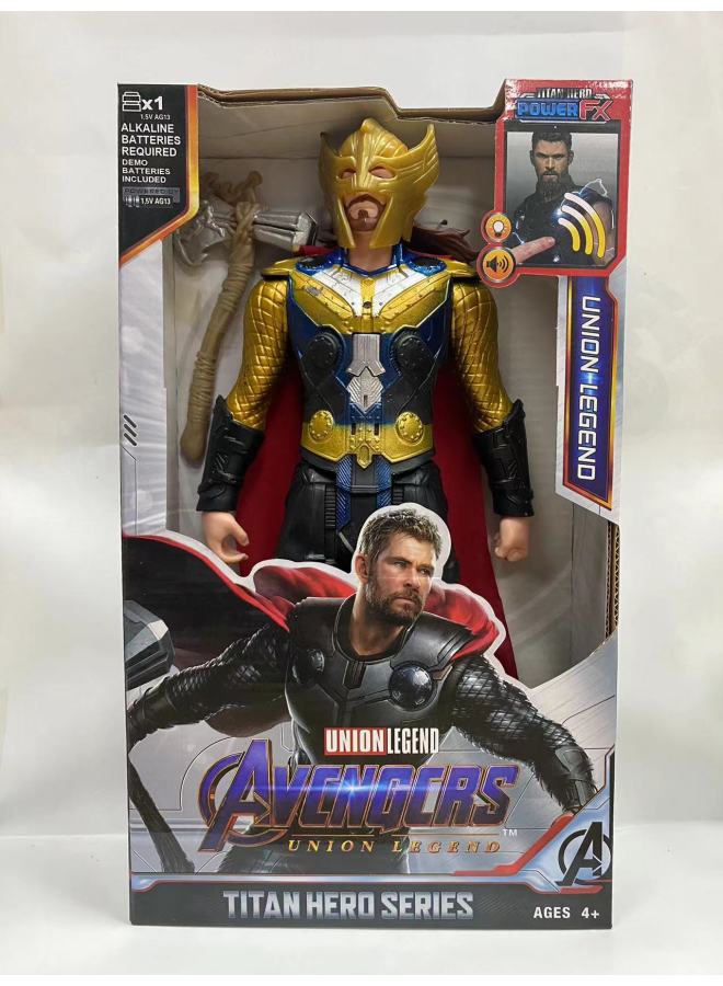 12-inch 30cm Avengers Toy Spider-Man Iron Man And Other Multi-joint Movable Luminous Sound-Color:Mask Thor - Image 1