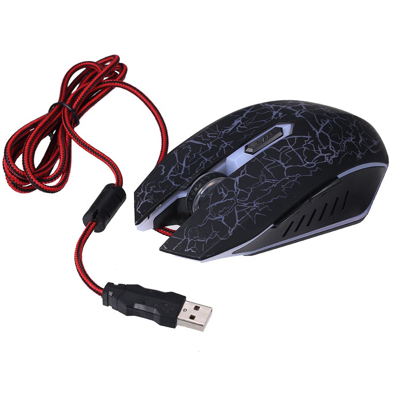 ماوس كمبيوتر USB ألعاب ergonomic RGB سلكي لألعاب الكمبيوتر واللابتوب (أسود) - Image 1