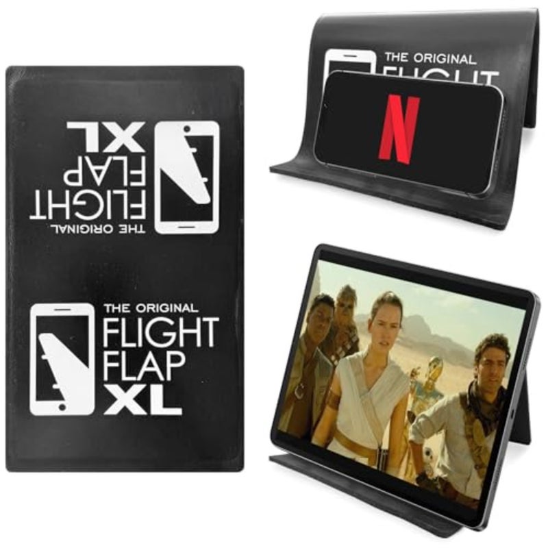Airplane Tablet Holder, Flexible Cell Phone and Tablet Holder 12x7", Folding Cellphone Stand for Desk, Kindle, Bed, Airplane Gadgets Long Travel Essentials - Image 1