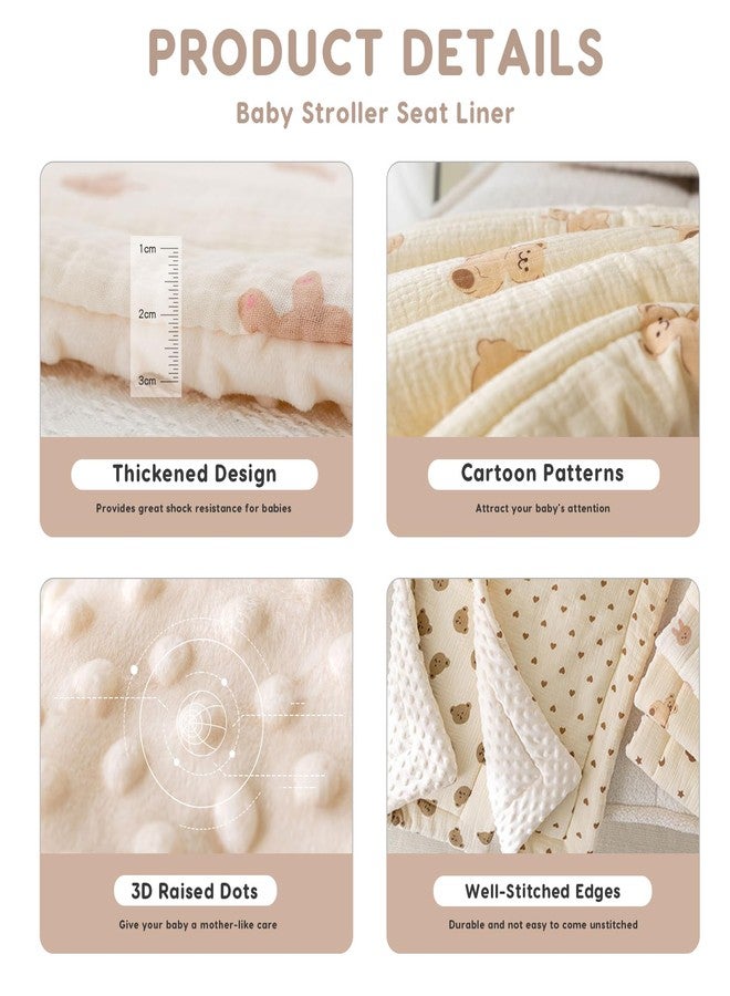 SONARIN Warm Baby Stroller Seat Liner,Soft Thick Pushchair Seat Liner Baby Stroller Cushion Seat Insert Pad Universal for Pushchair Pram Buggy Car Seat High Chair(Heart) - Image 5