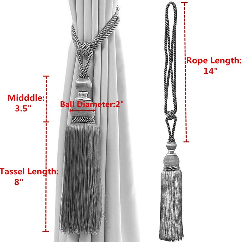 SWTool Selling Wonderful Curtain Holdbacks Curtains Tiebacks Home Decorative Braided Buckle Fastener Accessories Window Drapery Ball Tassels Tiebacks Set Of 2 (Light Yellow) - Image 2