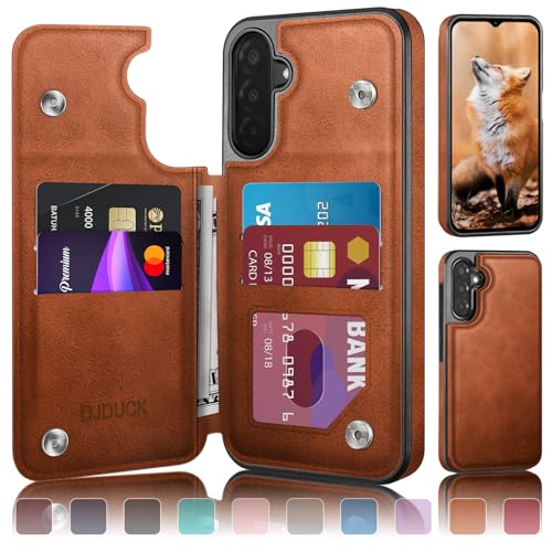 DJDUCK Designed for Samsung Galaxy A17 5G Case Wallet with Card Holder, [Magnetic Clasp Cover] [RFID Blocking Leather Protection] Shockproof Women Men Cases for Samsung A17 Light Brown - Image 1
