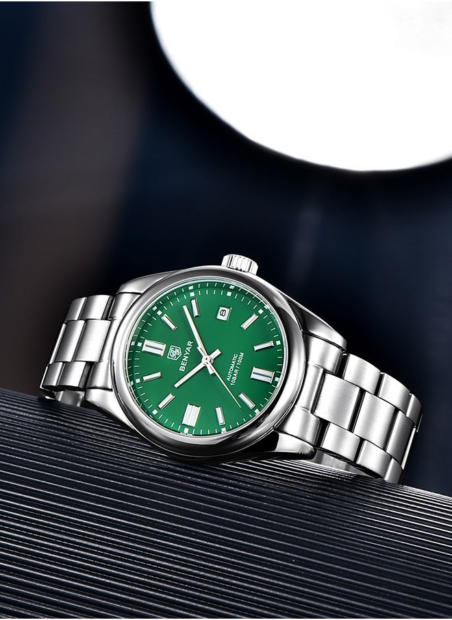 BENYAR Men's Automatic Watches Full Steel Luxury Casual Business Wrist Watch for Men Sea-gull ST6 Mechanical Synthetic Glass Wristwatch  - Image 4