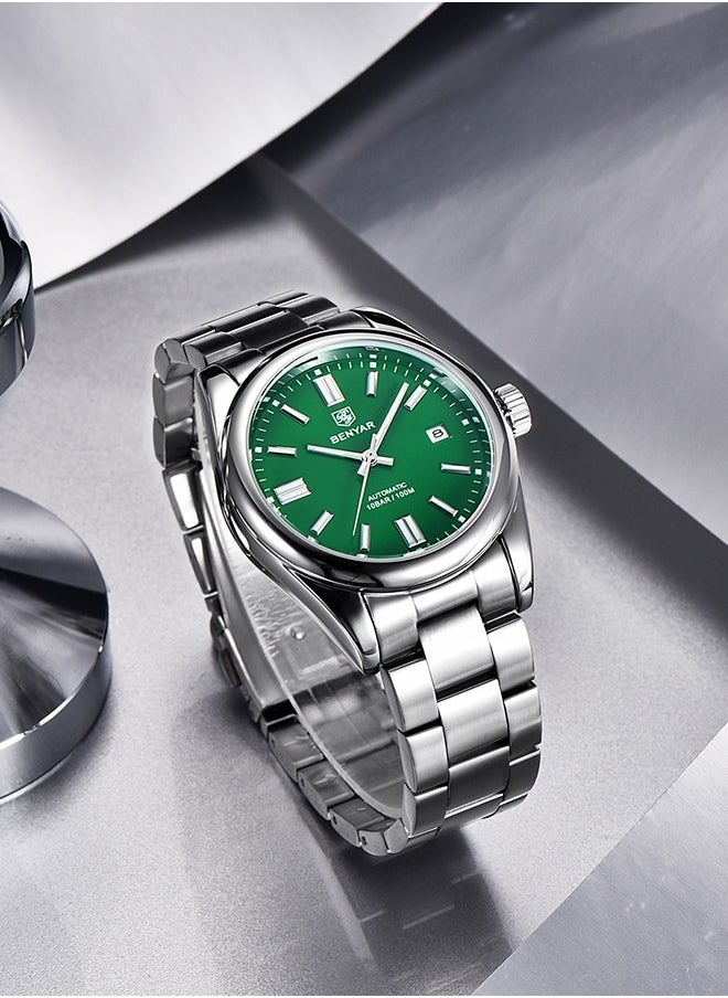 BENYAR Men's Automatic Watches Full Steel Luxury Casual Business Wrist Watch for Men Sea-gull ST6 Mechanical Synthetic Glass Wristwatch  - Image 5