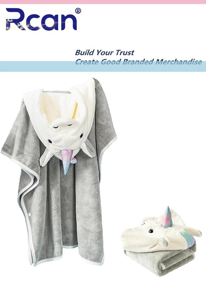 Rcan Unicorn Hooded Beach Towel Poncho for Kids 0 to 6 Years Boys Girls Bath Robe Swimsuit Cover UP for Beach Pool Bath Towel Wrap Newborn Shower Gifts - Image 1