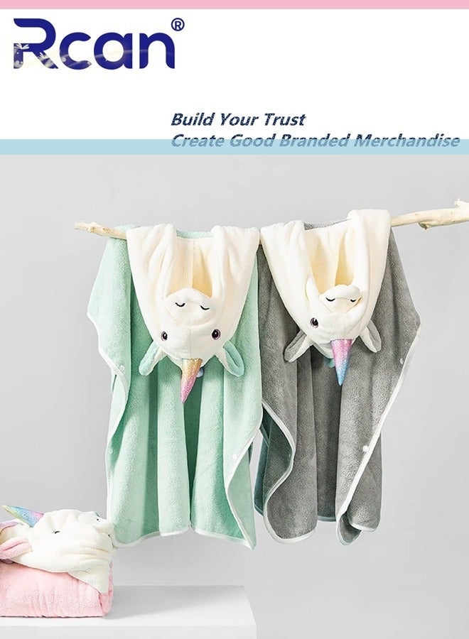 Rcan Unicorn Hooded Beach Towel Poncho for Kids 0 to 6 Years Boys Girls Bath Robe Swimsuit Cover UP for Beach Pool Bath Towel Wrap Newborn Shower Gifts - Image 3