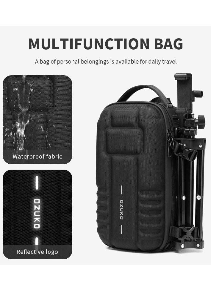 OZUKO Ozuko Hard Shell Outdoor Multifunctional Sling Bag ,Backpack ,Shoulder ,Chest ,Daypack and Crossbody Can Place A Camera Tripod with Large Capacity Fabric Oxford Water Resistant 31*12*17 CM - Army Gree  - Image 4