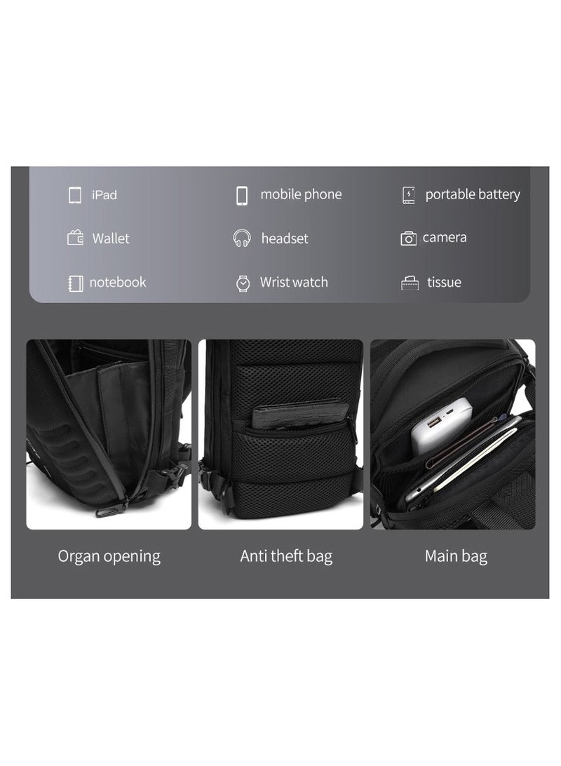 Ozuko Hard Shell Outdoor Multifunctional Sling Bag ,Backpack ,Shoulder ,Chest ,Daypack and Crossbody Can Place A Camera Tripod with Large Capacity Fabric Oxford Water Resistant 31*12*17 CM - Army Gree