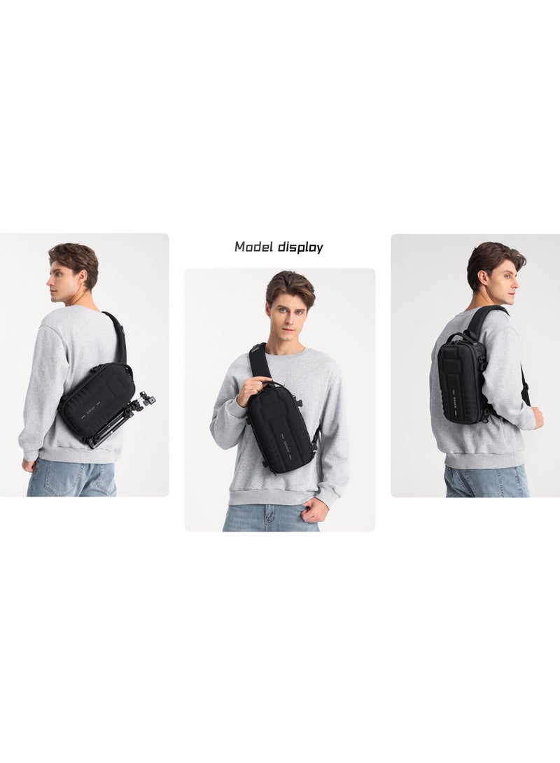 Ozuko Hard Shell Outdoor Multifunctional Sling Bag ,Backpack ,Shoulder ,Chest ,Daypack and Crossbody Can Place A Camera Tripod with Large Capacity Fabric Oxford Water Resistant 31*12*17 CM - Army Gree