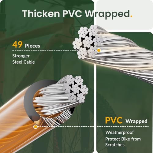 Titanker Bike Lock Cable, 4 Feet Bike Cable Lock Basic Self Coiling Kids Bike Lock Combination with Complimentary Mounting Bracket, 5/16 Inch Diameter (4FT, Orange-8mm) - Image 4