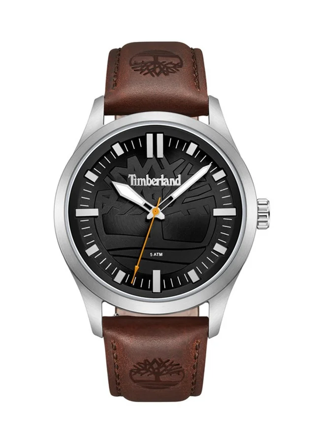 Timberland Rambush Black Dial Dark Brown Leather Strap Analog Watch for Men 42mm