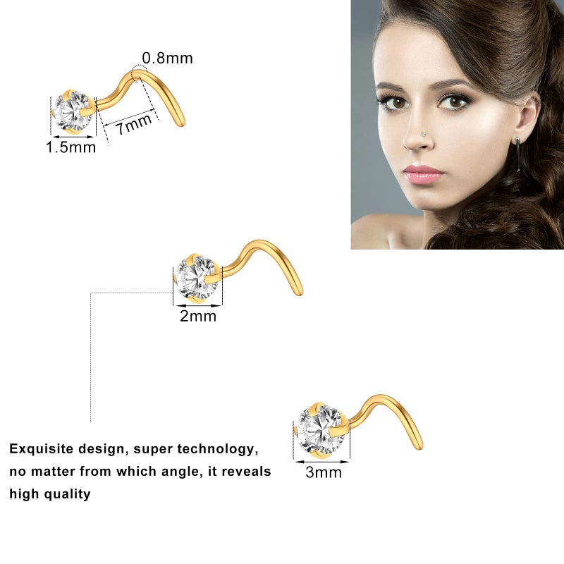 ONESING 23Pcs Gold Nose Rings for Women 20G Nose Piercing Jewelry L Shape Nose Studs Nose Rings Hoop Nose Jewelry Gold Stainless Steel Studs Screw Body Piercing Jewelry for Women Men - Image 2