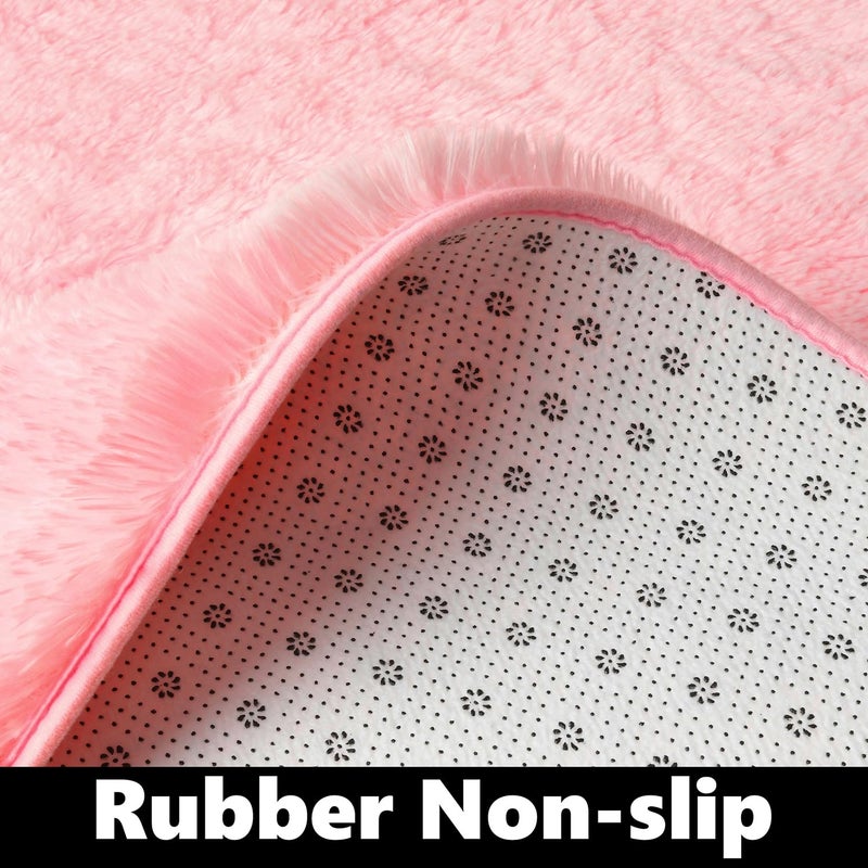 EVOIONOS Pink Hexagon Rug for Princess Tent  Fluffy Area Rug for Kids Room  4x4.6 Feet for Girls Tent  Furry Soft Nursery Rug  Fuzzy Plush Carpet for Teen Girls Bedroom - Image 3