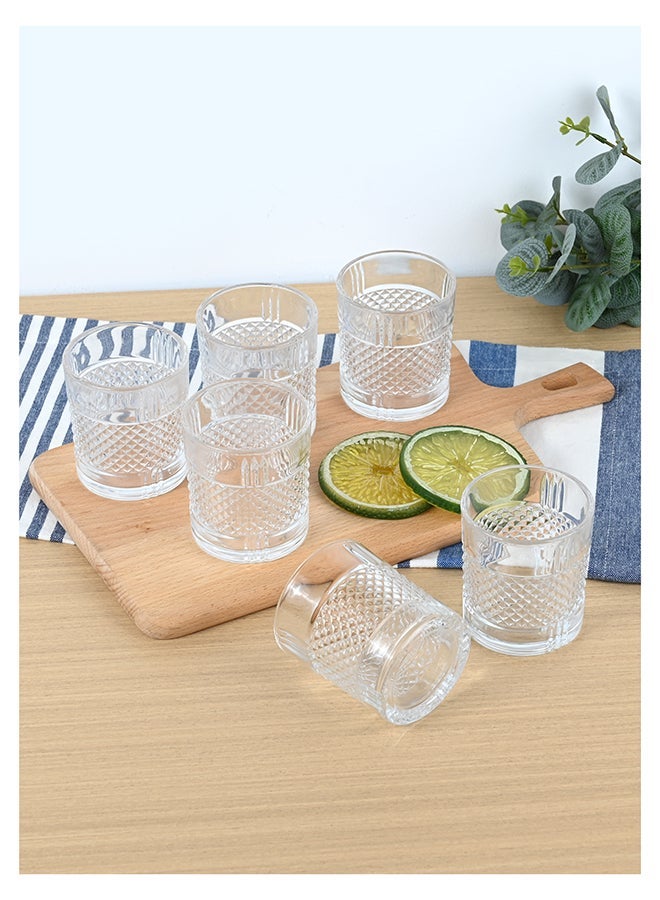 Ollieroo كؤوس ويسكي قديمة مزخرفة - كوب زجاجي متين سعة 200 مل للكوكتيلات، الماء، العصير، البيرة، الويسكي، الكونياك، مجموعة زجاجيات، أدوات مائدة، آمنة للغسالة. - Image 1