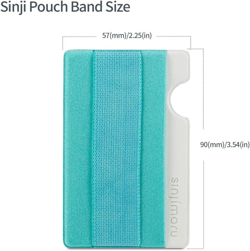 Sinjimoru Cell Phone Grip with Card Wallet, Phone Wallet Stick on Card Holder for Back of Phone, Slim Wallet with Elastic Phone Strap. Sinji Pouch Band (Mint green) - Image 5