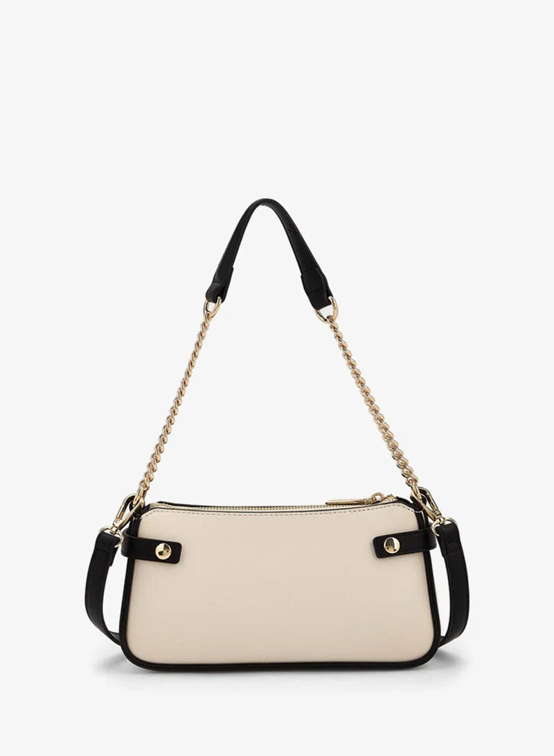 Celeste  Monogram Embroidered Shoulder Bag With Zip Closure for Women | Best Price UAE