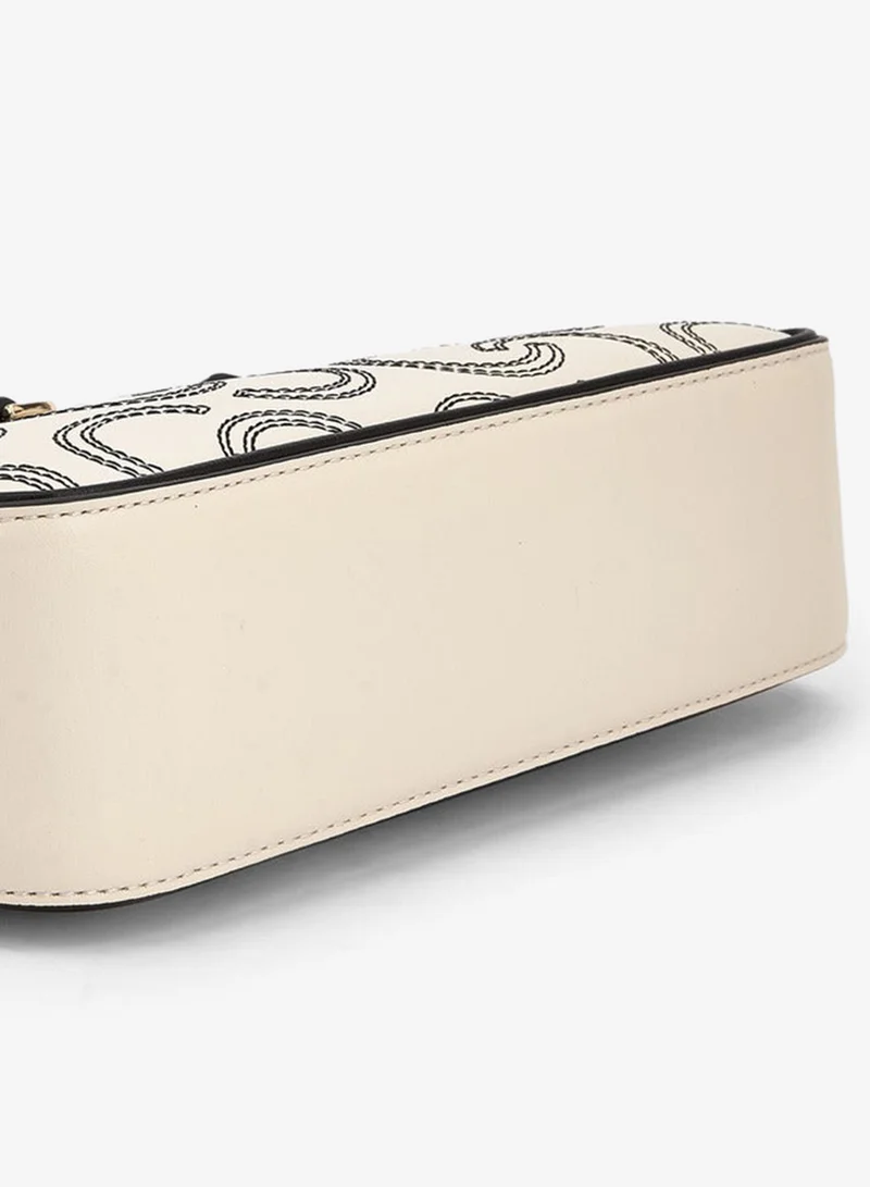 Celeste  Monogram Embroidered Shoulder Bag With Zip Closure for Women | Best Price UAE