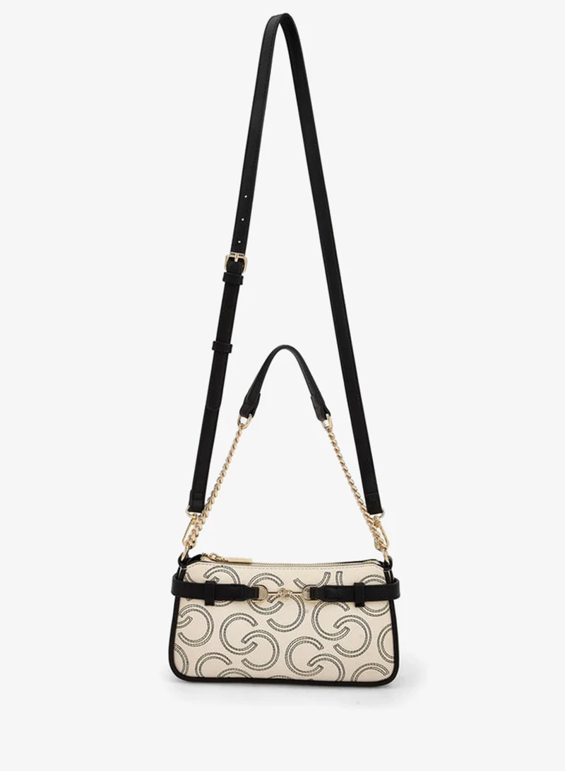 سيليست Monogram Embroidered Shoulder Bag With Zip Closure