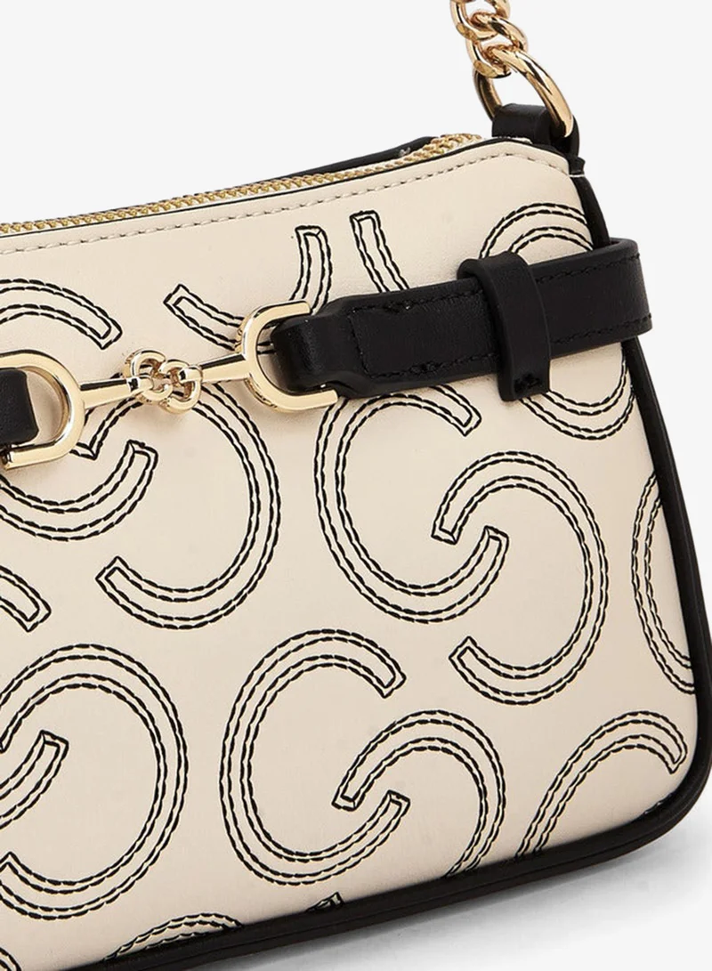 Celeste  Monogram Embroidered Shoulder Bag With Zip Closure for Women | Best Price UAE