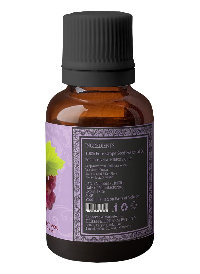 Heilen Biopharm Heilen Biopharm Grapeseed Essential Oil Natural and Nourishing for Healthy Skin and Hair 15 mL I Pack of 1  - Image 2