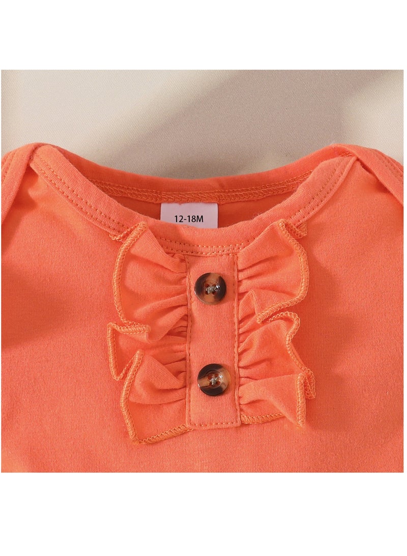 12-18M Baby Girl Dress with Floral Skirt, Ruffle Sleeve, Bow Detail, Comfortable Summer Outfit, Perfect for Birthday or Daily Wear  - Image 4