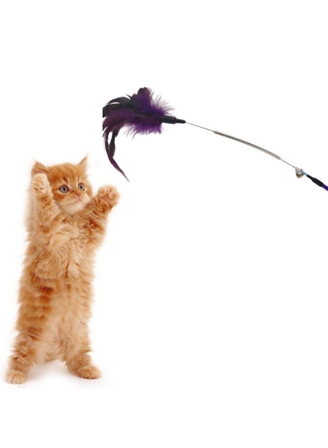 عصا زنبركية من ريش القطط - عصا جرس تفاعلية لإثارة الحيوانات للاستمتاع باللعب بلا نهاية والتحفيز العقلي | قم بتشغيل غرائز قطتك الطبيعية للصيد والانقضاض - Image 1