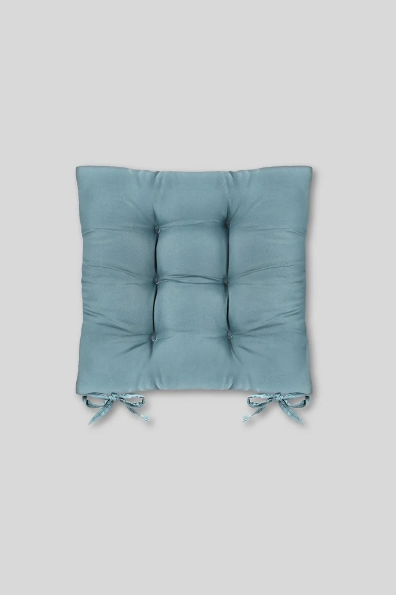 Bluenity Pouf Soft Chair Cushion 6 Quilted 42X42 cm Blue