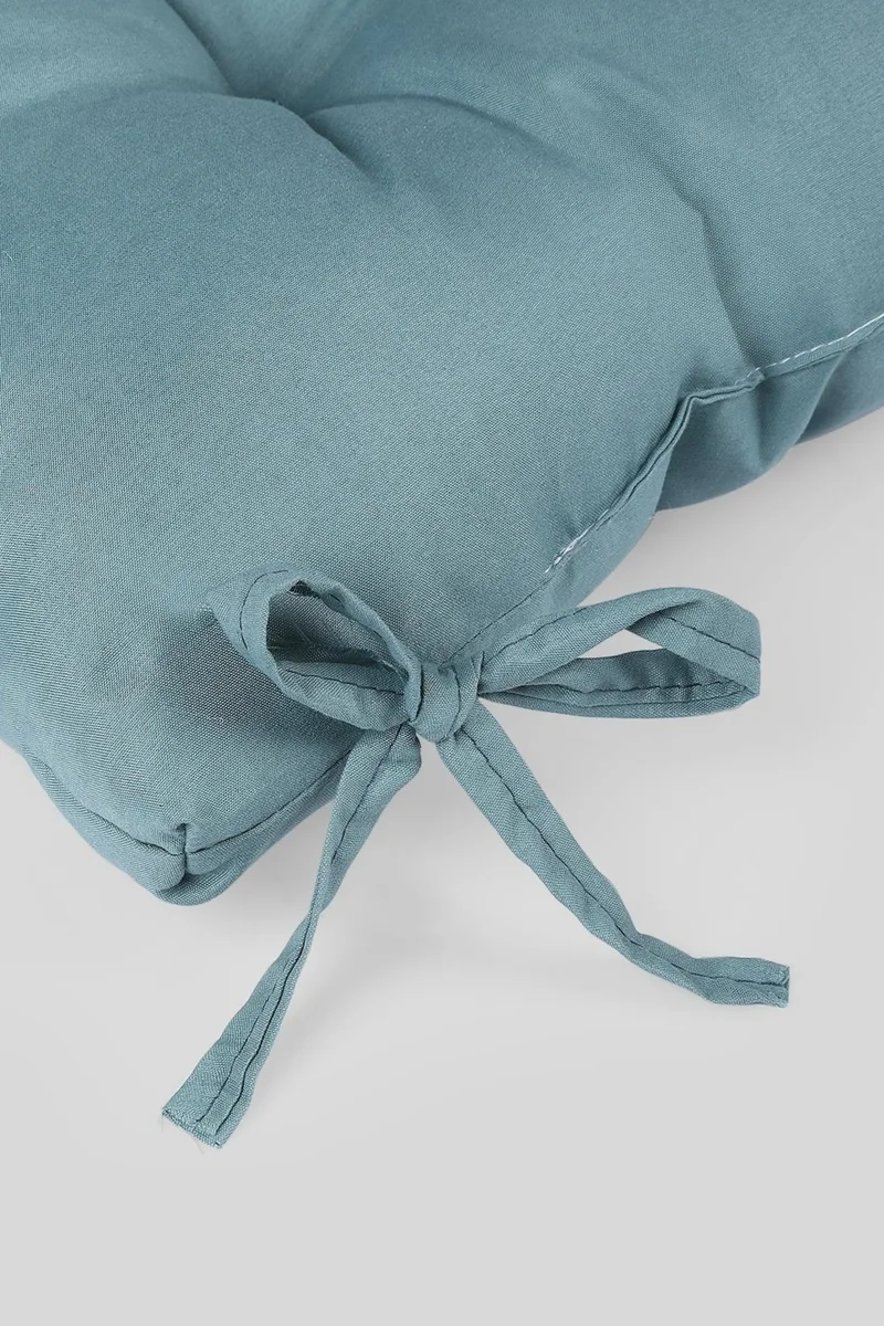 Bluenity Pouf Soft Chair Cushion 6 Quilted 42X42 cm Blue