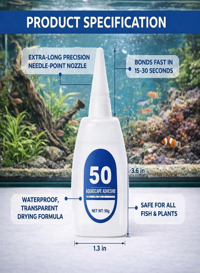 VAYINATO Instant Elephant Aquascaping Glue 50g with Precision Needle Tip For Driftwood & Rock | Fast-Setting, Clear-Dry Formula - Image 2