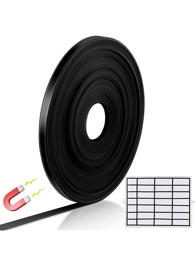PROMASS promass Black Magnetic Tape Roll Thin Strips, Magnetic Board Dividers Magnetic Whiteboard Graphic Decorative Tape Marking Line for Classroom Office Art Accessories (6mm*8m)  - Image 1