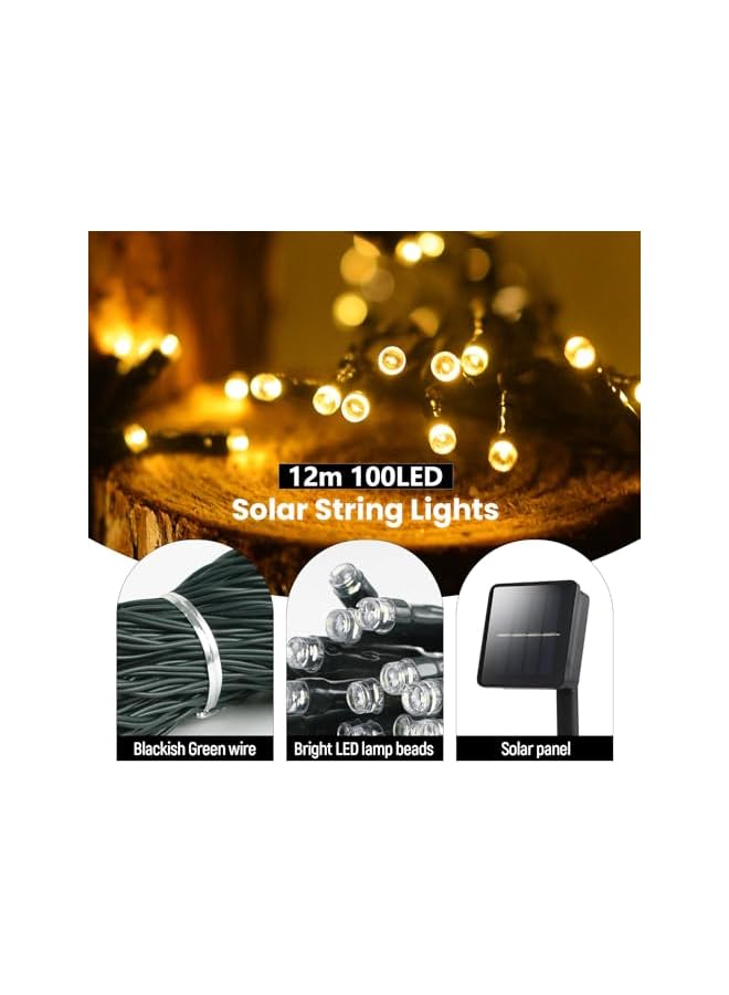 The Bros Solar String Lights for Outside,12m Solar String Lights Outdoor Waterproof 100 Led Solar Fairy Lights 8 Lighting Mode Solar String Lights Idea for Garden,Courtyards,Trees(Warm White) - Image 4