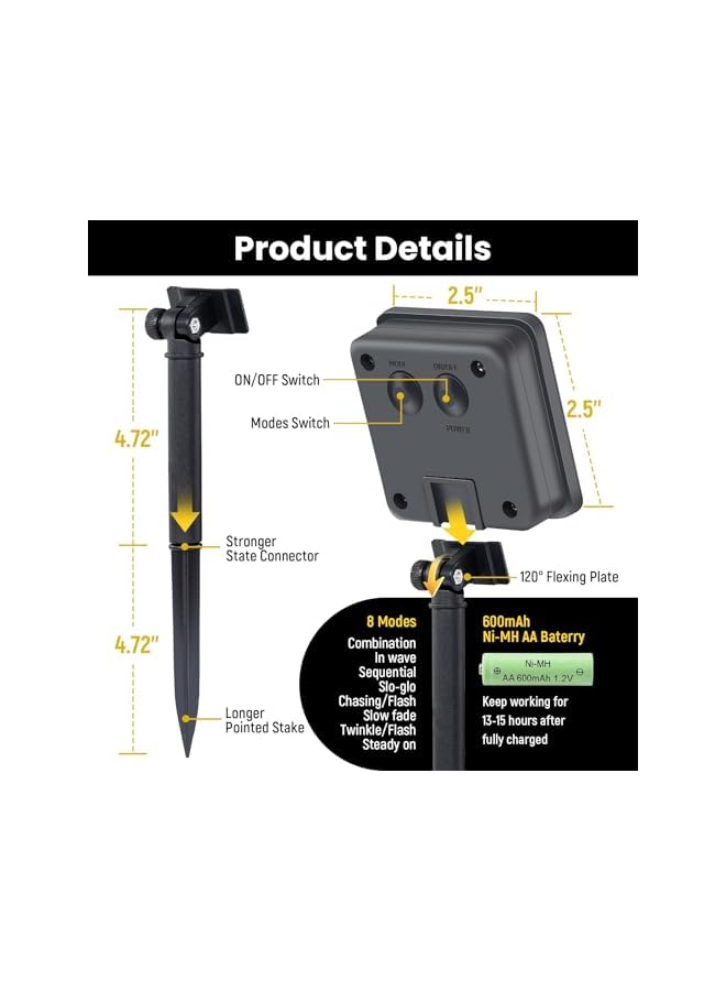 The Bros Solar String Lights for Outside,12m Solar String Lights Outdoor Waterproof 100 Led Solar Fairy Lights 8 Lighting Mode Solar String Lights Idea for Garden,Courtyards,Trees(Warm White) - Image 3