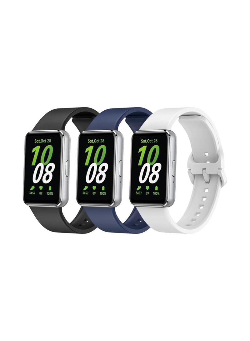 Excefore Compatible for Samsung Galaxy FIT 3 Watch Band, Silicone Breathable Quick Release Watch Strap Accessories for Samsung Galaxy FIT 3 SM-R390 Smartwatch, Black+Blue+White  - Image 1
