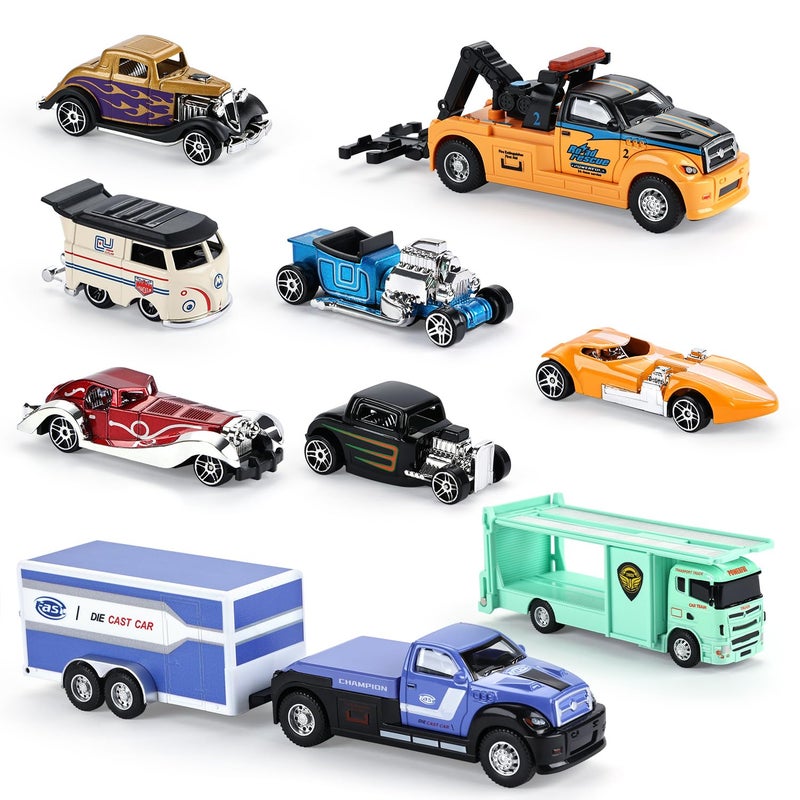 haomsj Car Toys for Kids 9 PCS Playsets Tow Truck Toy and City Carrier VehicleTransport Truck with Die Cast Metal Racing Cars for Boys and Girls Age 35 Years - Image 3