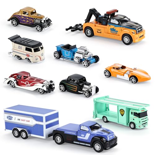 haomsj Car Toys for Kids 9 PCS Playsets Tow Truck Toy and City Carrier VehicleTransport Truck with Die Cast Metal Racing Cars for Boys and Girls Age 35 Years - Image 1