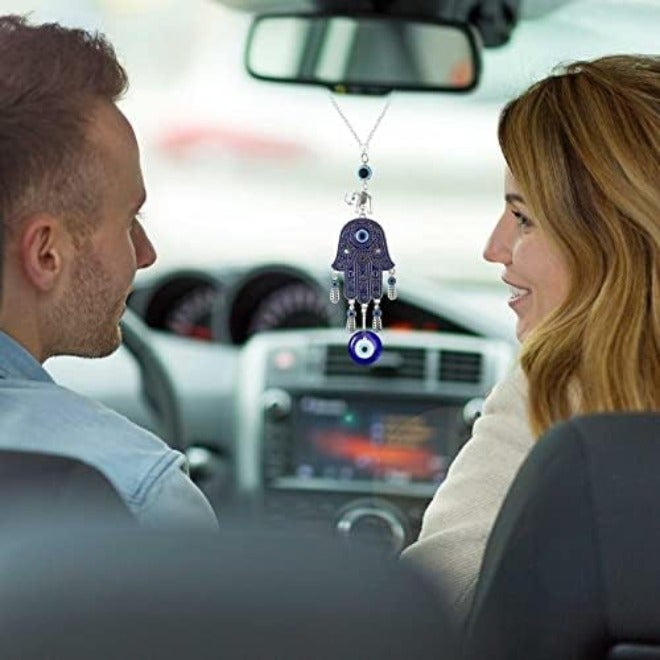 فريندا زينة معلّقة للسيارة على شكل عين الشر، تميمة عين زرقاء شريرة لمرايا الرؤية الخلفية، ديكور مطرز بخرز على شكل عين الشر، إكسسوارات سيارة على شكل عين الشر، قلادة عين الشر للنوافذ وإطارات أبواب السيارات والشرفات (بنمط كلاسيكي) - Image 5