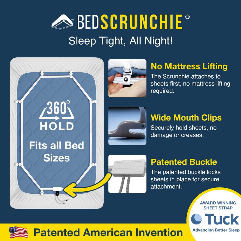 BED SCRUNCHIE Sheet Holder Straps (2 Pack) - Heavy Duty Gripper Clips - Strengthened Parachute Cord - 360 Degree Bed Sheet Tightener - Strongest and Effective Extender - Fits All Mattress Sizes - Image 3