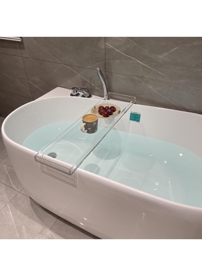 TPGP صينية حوض الاستحمام الأكريليكي TPGP، صينية تقديم أكريليكية مستطيلة، منظم طاولة قهوة حوض الاستحمام، حامل تخزين عطر، مستحضرات تجميل، شموع، كؤوس نبيذ، وكتب - Image 2