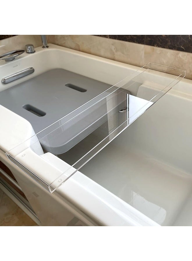 TPGP صينية حوض الاستحمام الأكريليكي TPGP، صينية تقديم أكريليكية مستطيلة، منظم طاولة قهوة حوض الاستحمام، حامل تخزين عطر، مستحضرات تجميل، شموع، كؤوس نبيذ، وكتب - Image 4