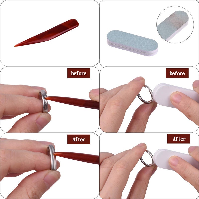 KUUQA Ring Sizer Measuring Tool Set Includes Ring Sizer Gauge, Ring Mandrel, Jewelry Hammer, Ring Sizer Adjuster, Jewelry Polishing Cloth, Polishing Stick, Polished Agate and Bracelet Gauge Sizer - Image 5
