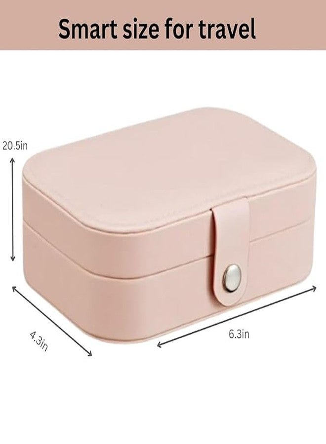 WOPPCART Portable Travel Jewellery Box, PU Leather Organiser for Rings, Necklaces, Earrings, Pink (1 Layer) - Image 2