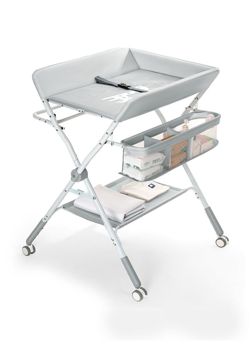 Arabest - Water-Proof Baby Changing Table with Wheels Foldable Adjustable Height Diaper Changing Tables with Changing Pad & Storage Rack Diaper Station for Newborn Baby and Infant - Image 1